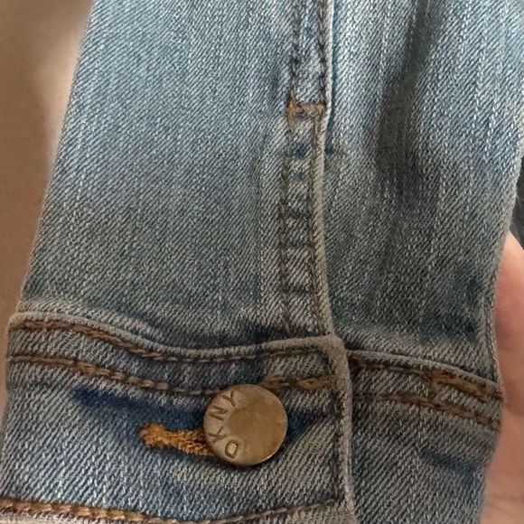 DKNY Blue and Gold Jean Jacket with Bold Back Design - Picture 3 of 10